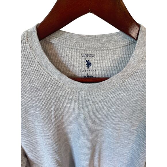 US POLO ASSN. Waffle Knit Thermal Gray Pajama Lounge Shirt Men’s Size Large Cozy - Picture 3 of 6